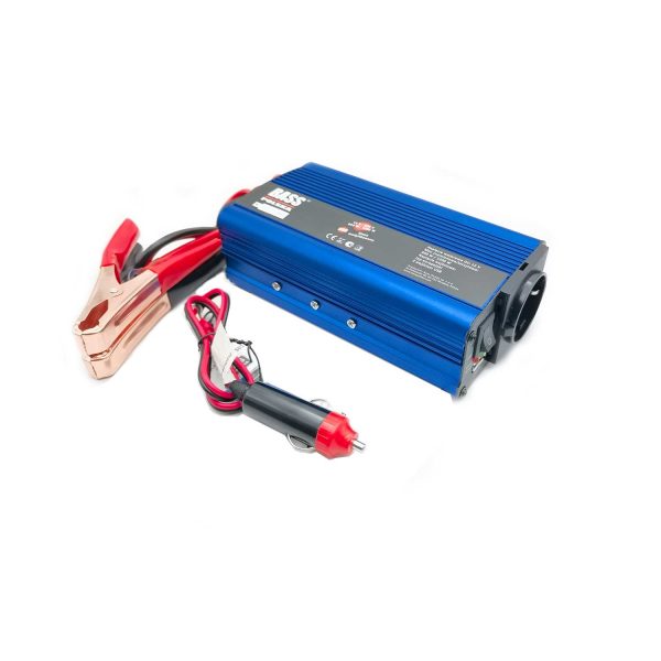 Menič napätia 12 V - 230 V, modifikovaná sínusoida, 600 W/1200 W, modrý