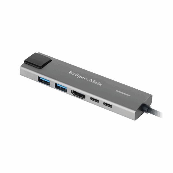 Adaptér (HUB) USB typu C na HDMI/2x USB3.0/2x USB typ C/RJ45