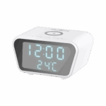 Digitálny budík s bezdrôtovou nabíjačkou (biely) – Obrázok 2