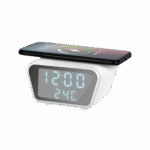 Digitálny budík s bezdrôtovou nabíjačkou (biely)