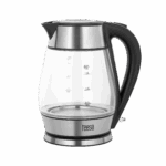 Rýchlovarná kanvica TEESA, sklo + nerez, 2000 W, čierna, 1,7 l