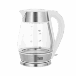 Rýchlovarná kanvica TEESA, sklo + nerez, 2200 W, biela, 1,7 l