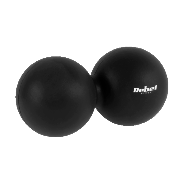 Duoball dvojitá masážna loptička 6,2 cm, čierna, silikónový materiál, REBEL ACTIVE
