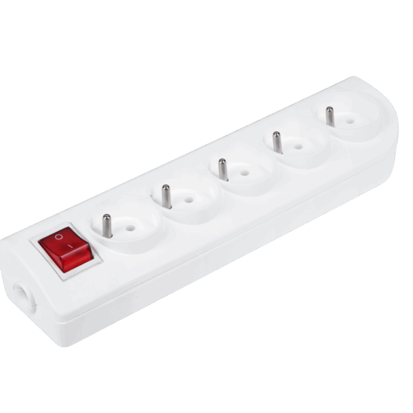 Predlžovacia zásuvka x 5 s uzemnením a vypínačom biela GN-50W
