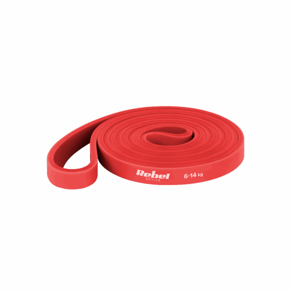 Latexový cvičebný pás - Power Band PL-2, červený 6-14 kg REBEL ACTIVE