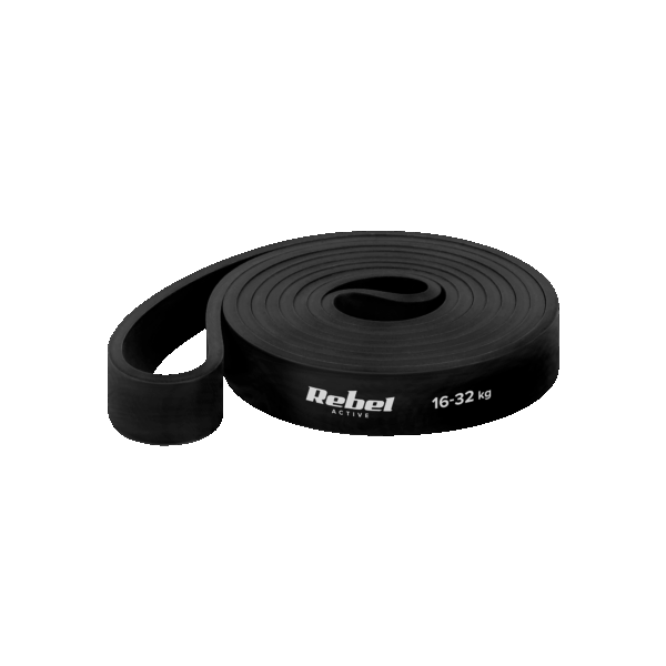 Latexový cvičebný pás - Power Band PL-3, čierny 16-32 kg REBEL ACTIVE