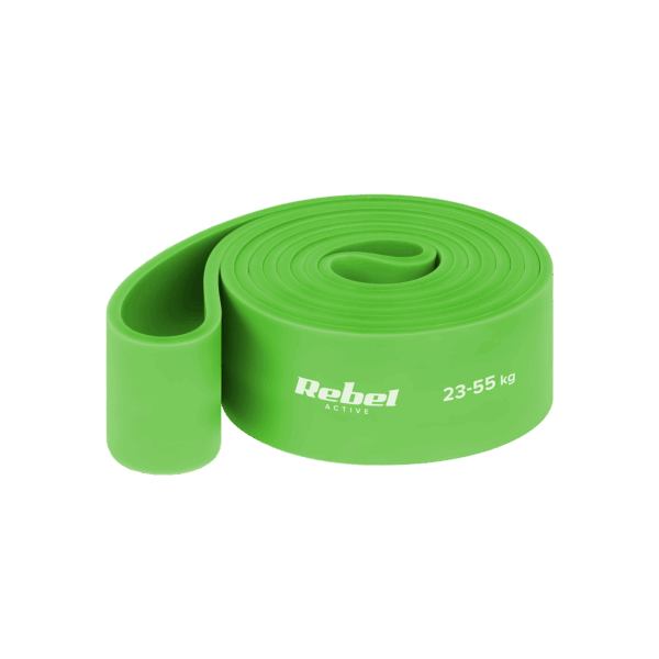 Latexový cvičebný pás - Power Band PL-5, zelený 23-55 kg REBEL ACTIVE