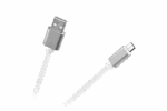 USB - micro USB kábel M-Life nylon biely 1m