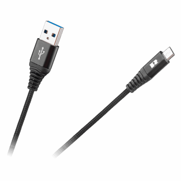 USB - USB micro kábel REBEL 200 cm čierny