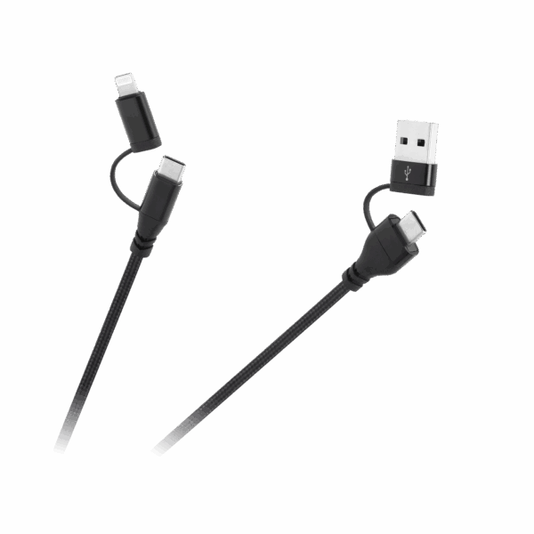 Kábel USB A/C zástrčka - USB C/lightning zástrčka (2+2) 1m