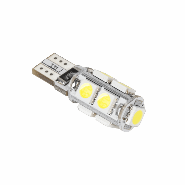 LED autolampa T10, 9 x SMD5050, 12V, biela
