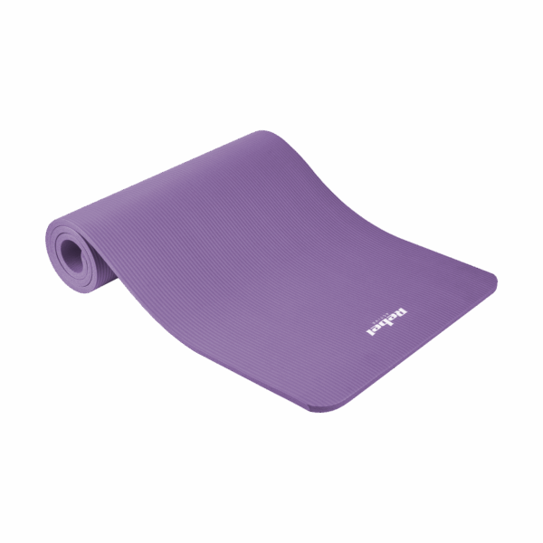 Gymnastická podložka na jogu, pilates, fitness, 183x61 cm, hrúbka 1,5 cm, materiál NBR, fialová, REBEL ACTIVE