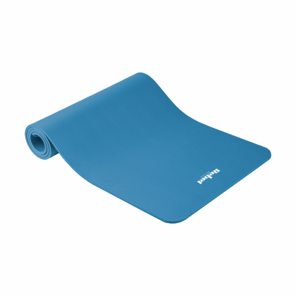 Gymnastická podložka na jogu, pilates, fitness, 183x61cm, hrúbka 1cm, materiál NBR, modrá, REBEL ACTIVE