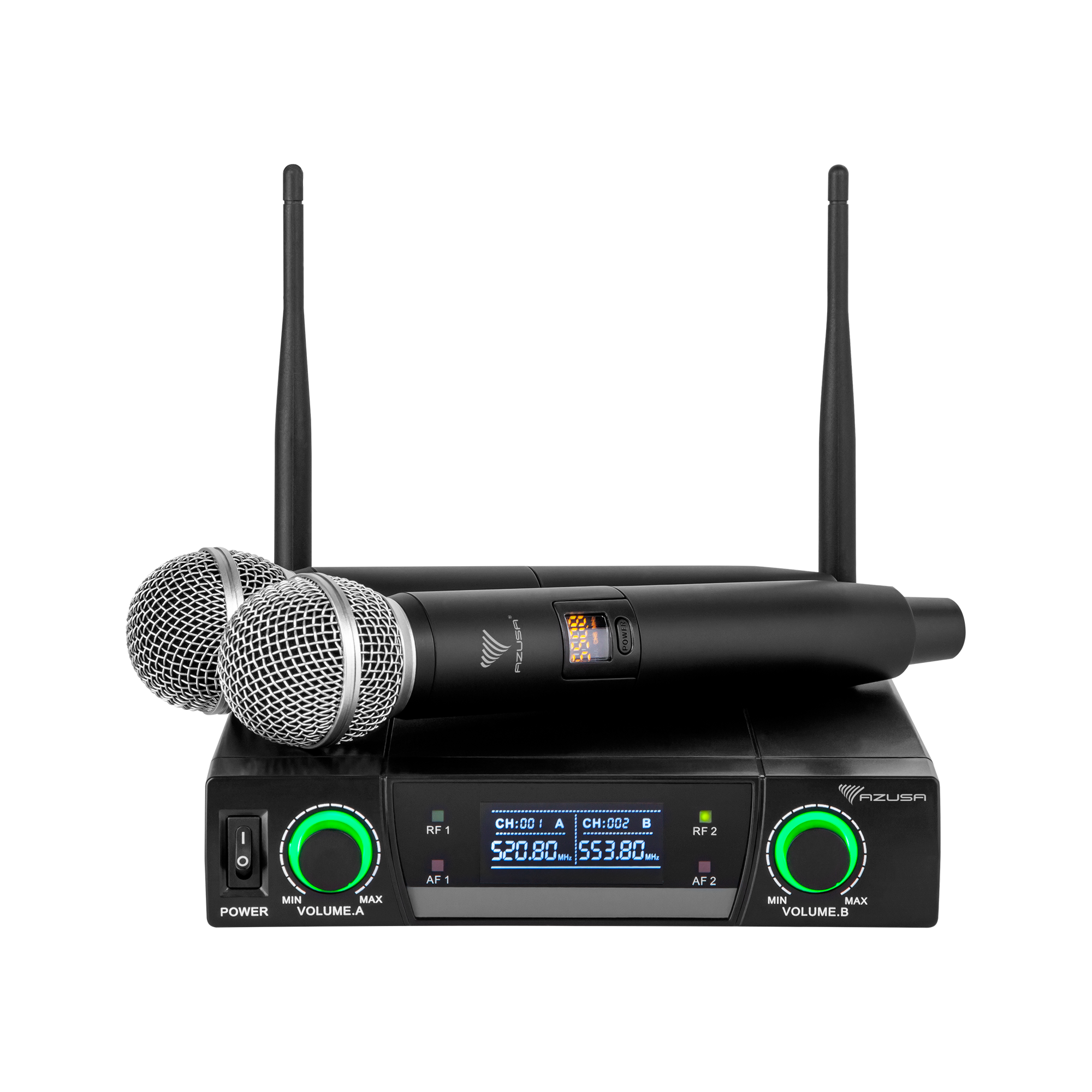 mikrofon-bezprzewodowy-dwukanalowy-uhf-azusa-ju-822-93ac0cad306f47ccb2dff1509a05ce46-de09017b Dvojkanálový UHF bezdrôtový mikrofón Azusa JU-822 – Obrázok 1