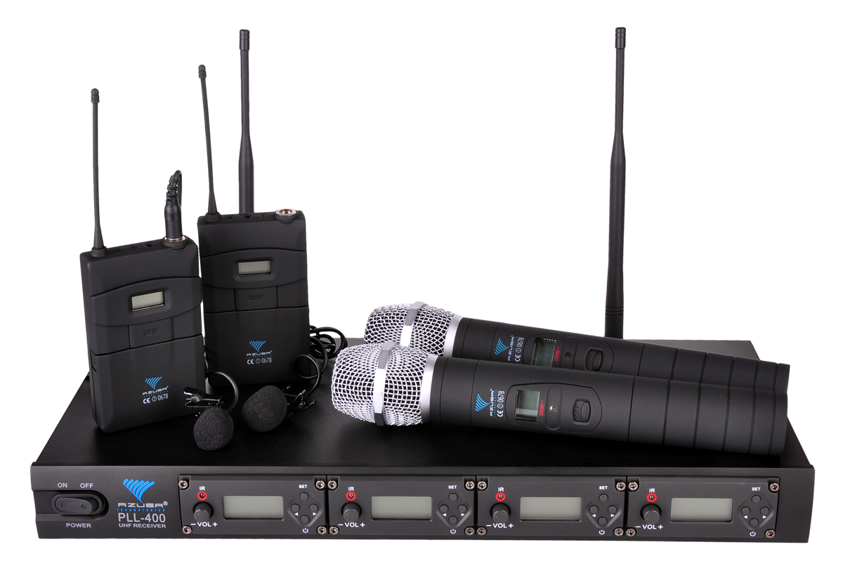 mikrofon-pll-400-uhf-4-kanaly-2-do-reki-2-na-klip-28e8fd7f90764fefa57ac8aa198c24d4-f407020d PLL-400 UHF mikrofón so 4 kanálmi (2 ručné + 2 klipy) – Obrázok 1