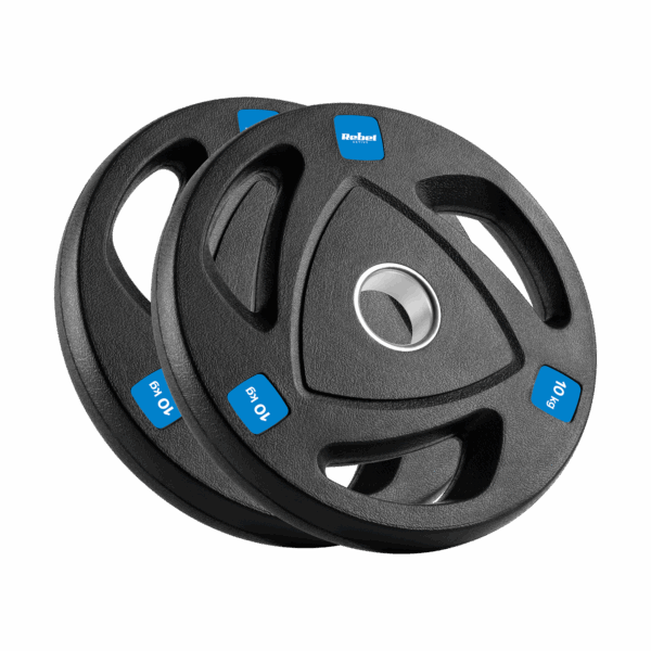 Liatinové olympijské závažie pogumovaný set 2x10kg, otvor 51mm, REBEL ACTIVE