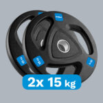 Liatinové olympijské závažie pogumovaný set 2x15kg, diera 51mm, REBEL ACTIVE – Obrázok 5