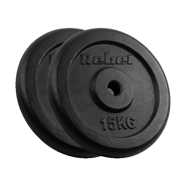 Liatinová súprava závažia 2x15kg, otvor 31mm, klasický tanier, REBEL ACTIVE
