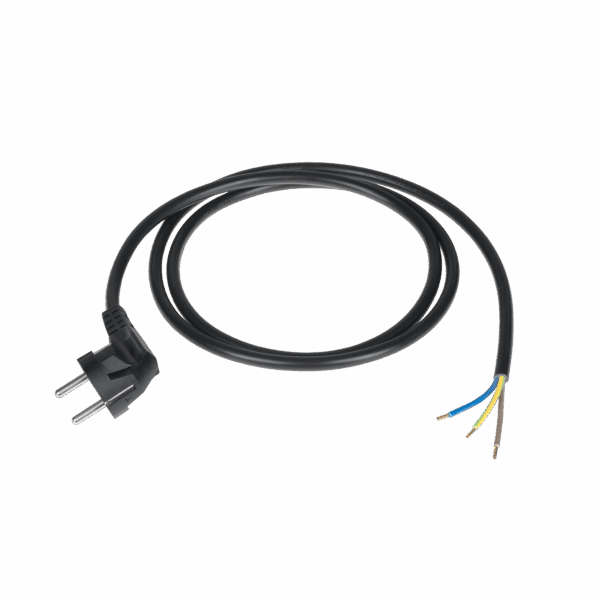 Napájací kábel 3x1,5mm čierny 3m s lomenou zástrčkou
