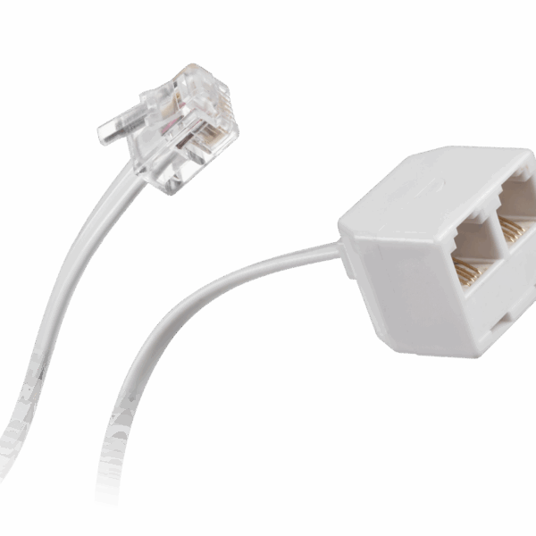 Telefónny konektor tu - 2gn 2m biely /6P4C/