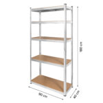 Kovový úložný regál 180x90x40 strieborný Rebel – Obrázok 8