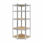Rohový kovový úložný regál 180x40x70 strieborný Rebel – Obrázok 2