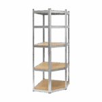 Rohový kovový úložný regál 180x40x70 strieborný Rebel