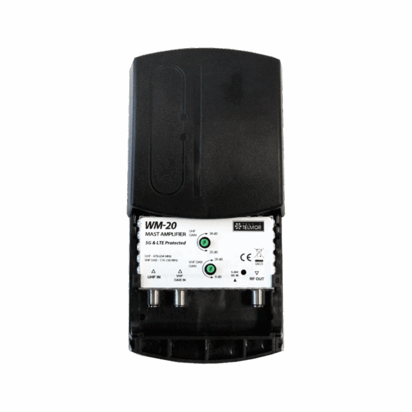 Stožiarový zosilňovač WM-20 UHF VHF DVB-T2 5G CHRÁNENÝ Telkom Telmor