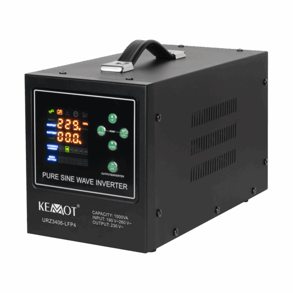 Núdzový zdroj KEMOT PROsinus-1000-LFP4 čistý sínusový menič s funkciou nabíjania 12V 230V 1000VA/700W