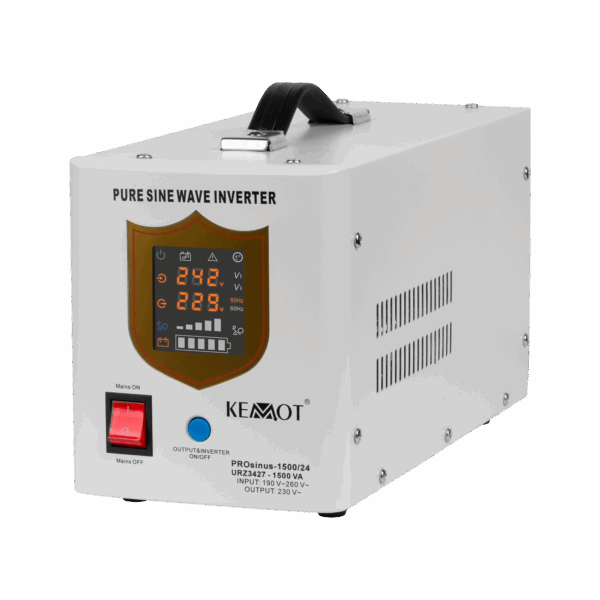 Núdzový zdroj KEMOT PROsinus-1500/24 konvertor s čistou sínusoidou a funkciou nabíjania 24V 230V 1500VA/1050W