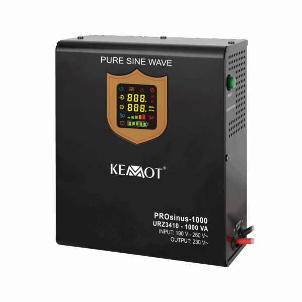 KEMOT PROsinus-1000 nástenný núdzový zdroj, čistý sínusový menič s funkciou nabíjania 12V 230V 1000VA/700W