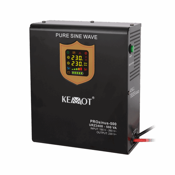 KEMOT PROsinus-500 nástenný núdzový zdroj, čistý sínusový menič s funkciou nabíjania 12V 230V 500VA/300W
