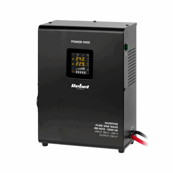 Rebel POWER-1000 Nástenný núdzový zdroj - čistý sínusový menič s funkciou nabíjania 12V 230V 1000VA/700W