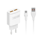 Duálna USB nástenná nabíjačka + kábel Type-C 2400 mA – Obrázok 5