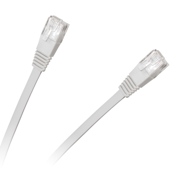 Patchcord plochý UTP 8c zástrčka-zástrčka 5,0m CCA biela kat.6e