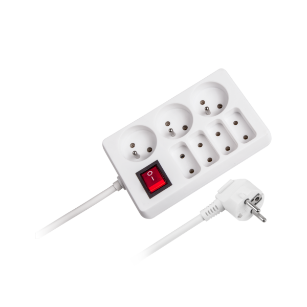Rebel 7-zásuvkový predlžovací kábel s vypínačom, 3 m (1,5 mm)